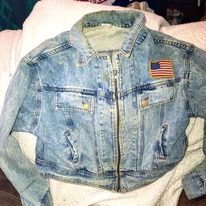 Vintage Women's Jacket with Flag Patch